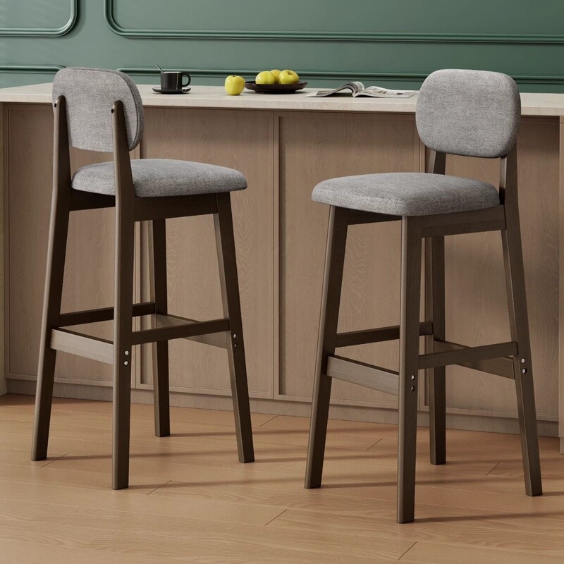 Bar chair, modern minimalist design, solid wood backrest, high stool for bar counters, suitable for cafes, Nordic-style tea shops, and bar counters Bar chair, modern minimalist design, solid wood backrest, high stool for bar counters, suitable for cafes, Nordic-style tea shops, and bar counters