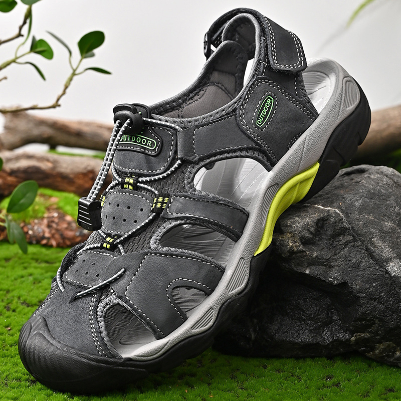 Cross-Border Amazon Hot-Selling Beach Shoes for Men, Genuine Leather Closed-Toe Large Size Men's Sandals, Outdoor Hiking and Water Sports Shoes Cross-Border Amazon Hot-Selling Beach Shoes for Men, Genuine Leather Closed-Toe Large Size Men's Sandals, Outdoor Hiking and Water Sports Shoes