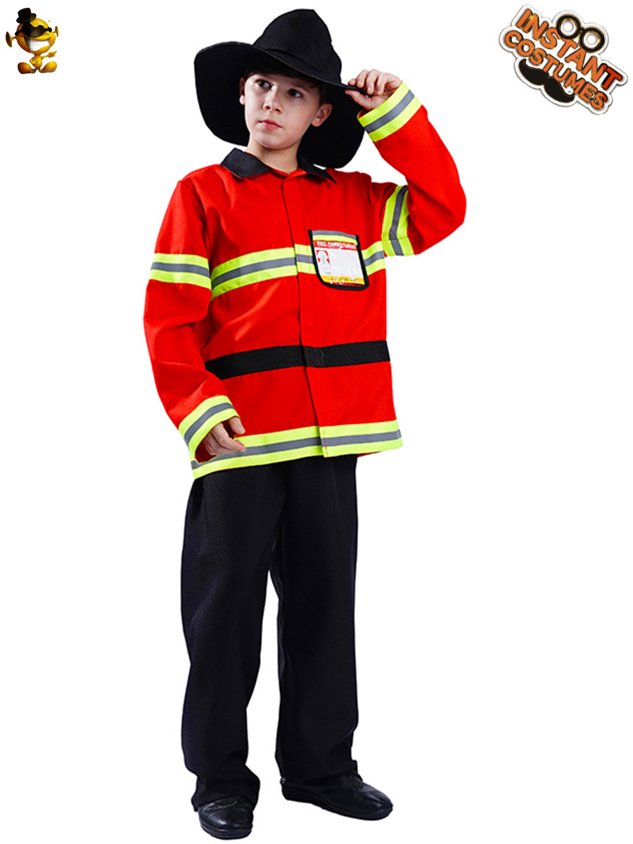 Niño pequeño bombero rendimiento fiesta traje de Halloween niños Cosplay etapa bombero rendimiento traje