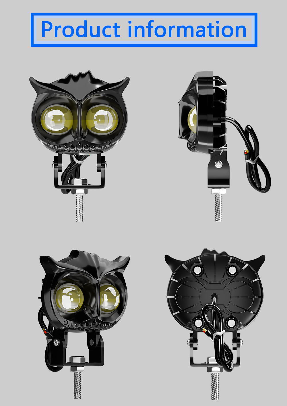 New wide-voltage motorcycle headlight, dual-color high and low beam LED spotlight for motorbikes and electric vehicles