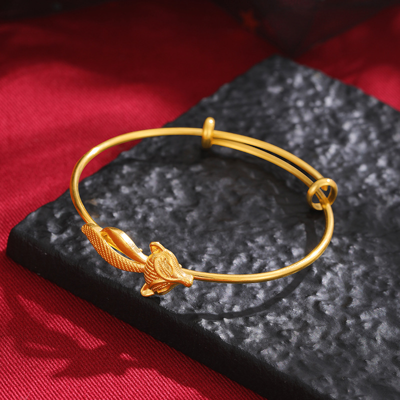 Nueva pulsera de oro lindo zorro Push-Pull aleación de cobre joyería antigua de las mujeres boca abierta accesorios de estilo nacional al por mayor