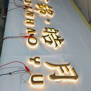 Stainless Steel Electroplated Titanium Backlit Letters Electroplated Rose Gold Luminous Letters Blue Landscape Lamp with Xintao Frosted Acrylic