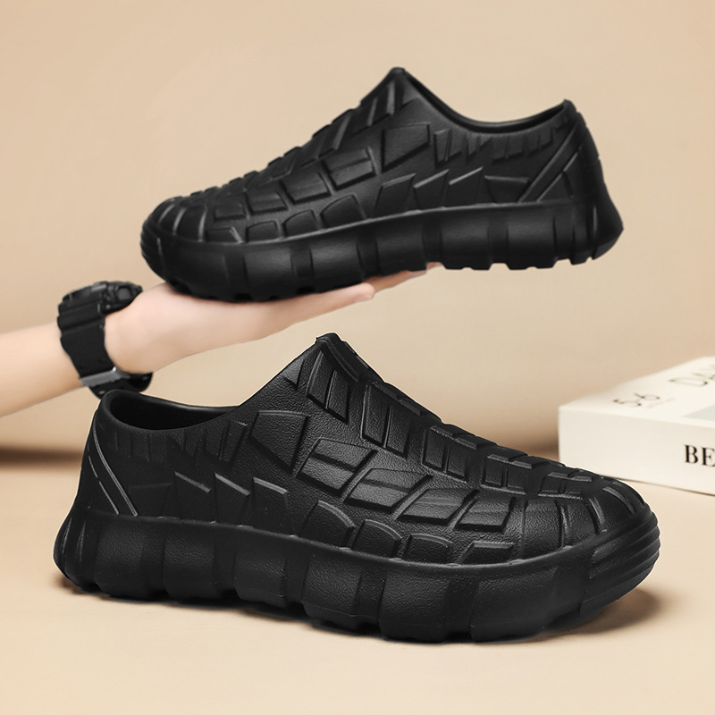 Zapatos de chef explosivos transfronterizos para hombres, fuertes zapatos de cocina antideslizantes, impermeables y a prueba de aceite, zapatos de trabajo de cocina trasera, zapatos de seguro laboral, zapatos con cabeza de bolsa