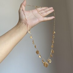 欧美复古金色圆片流苏项链轻奢高级感多层叠戴锁骨链小众百搭颈链