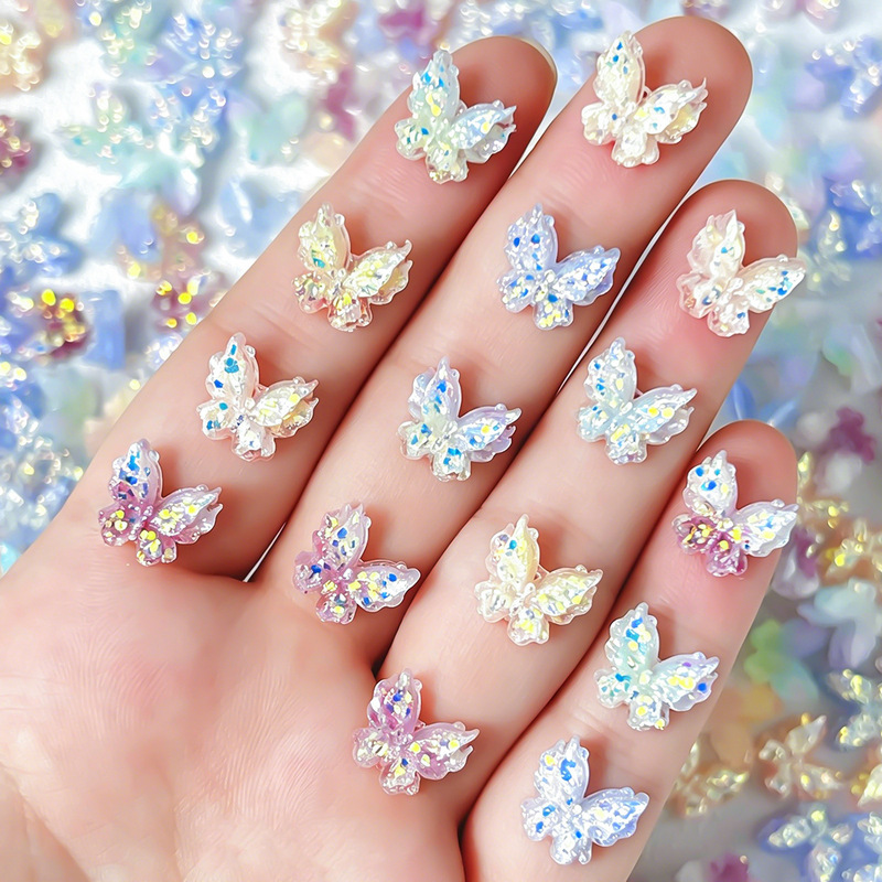Hot-Selling New Soft Rubber Butterfly Glitter Glow-In-The-Dark DIY Materials Nail Art Accessories Trending on Tiktok Live
