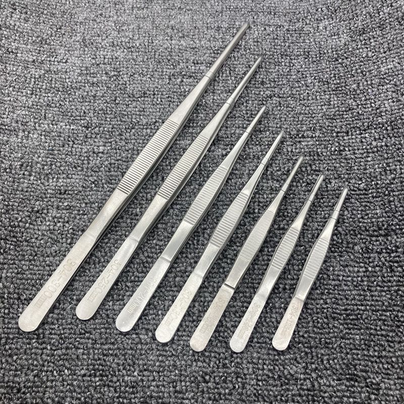 不锈钢304材质镊子敷料 12.5 16 20 30cm食品夹子砂光亮光镊