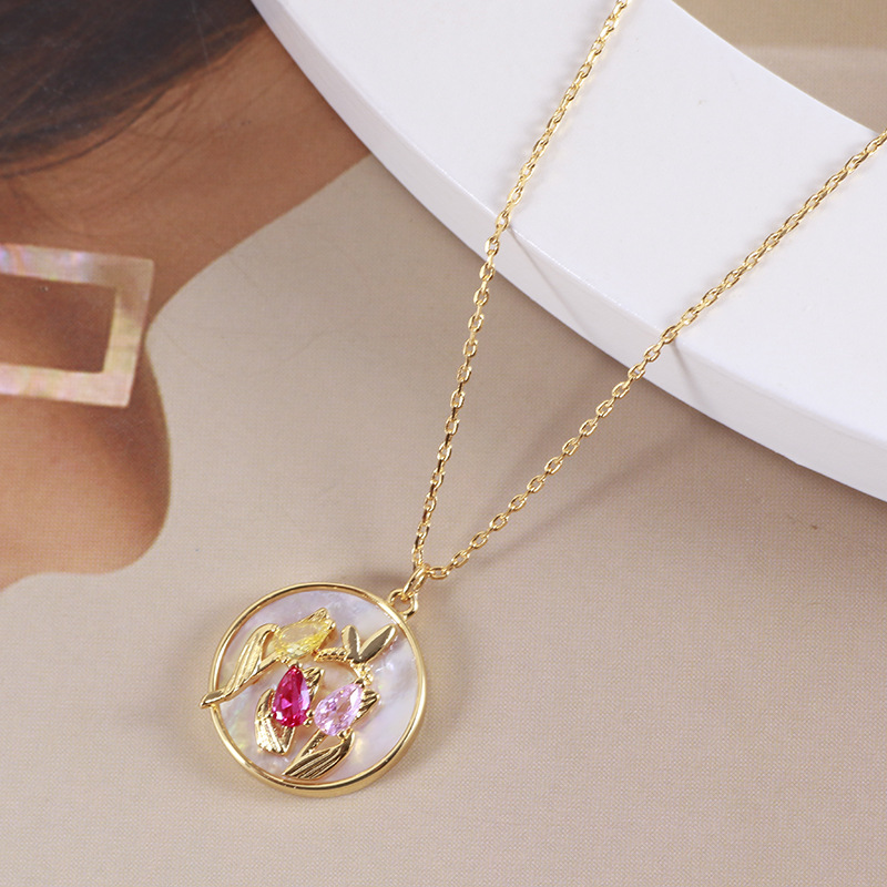 Elegant Simple Style Tulip Brass Plating Women's Pendant Necklace 1 Piece display picture 6