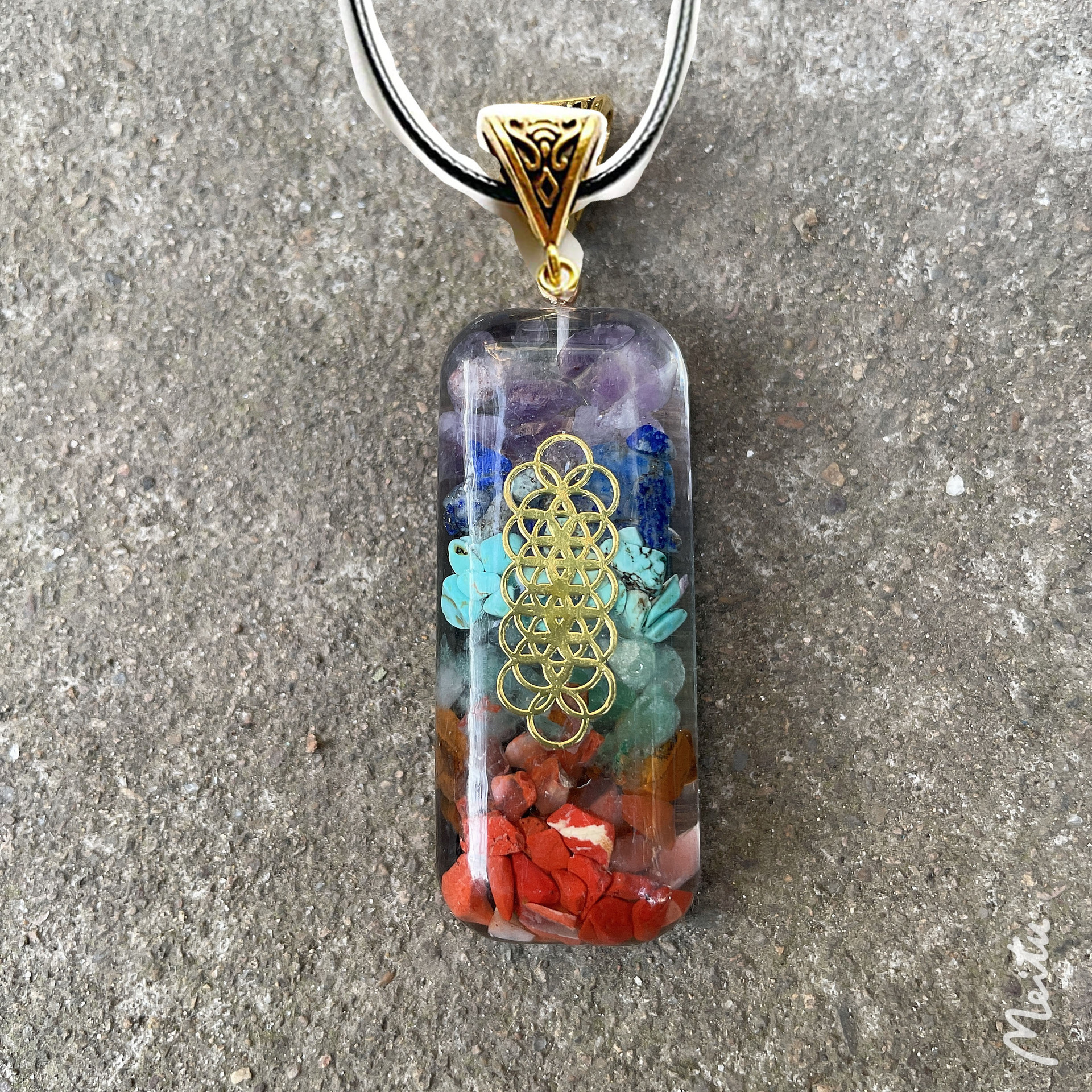 Amazon colorido colgante de cristal de piedra semipreciosa grava collar de cristal collar 1