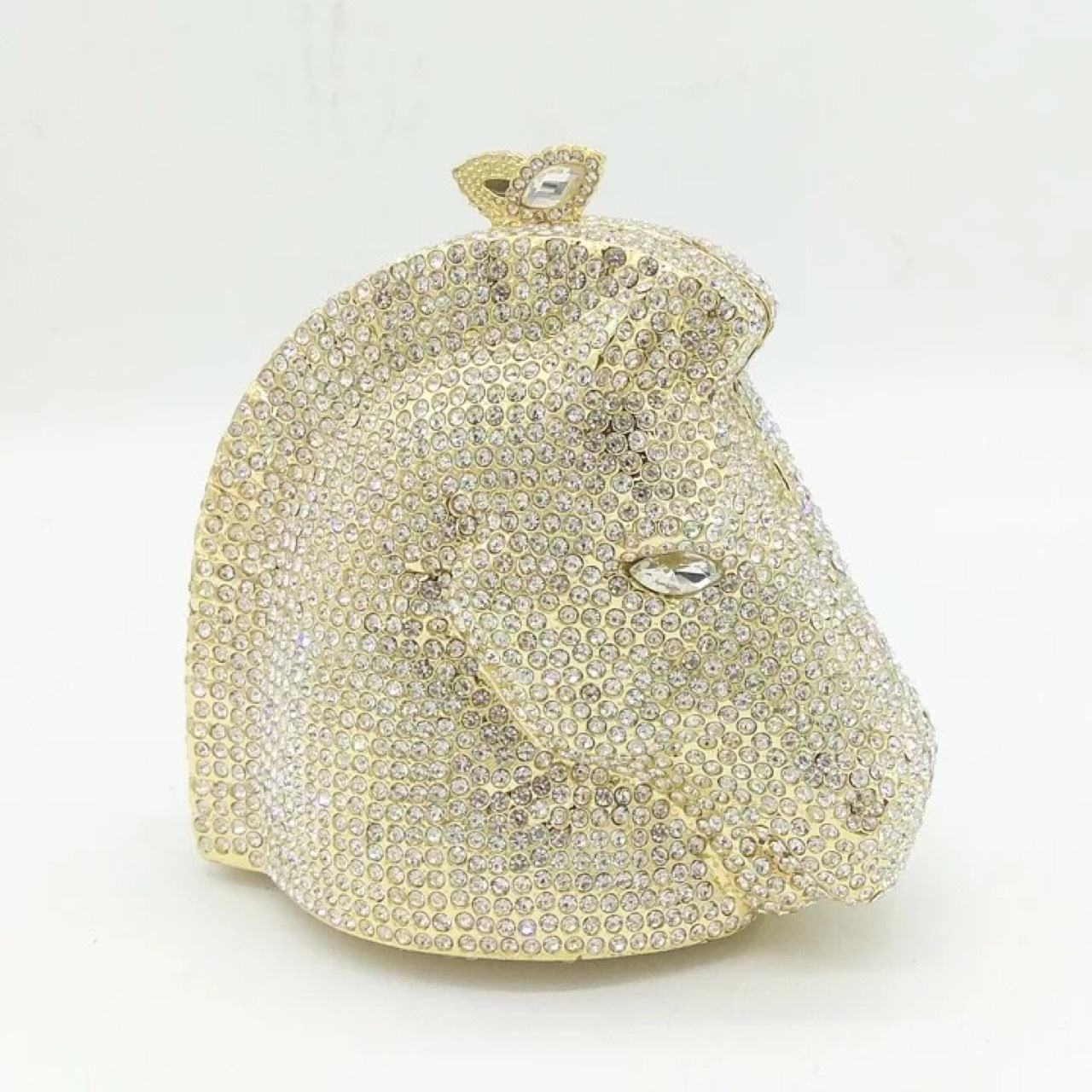 Túi clutch nữ đính đá hình đầu ngựa phong cách Âu Mỹ — Vàng cà phê chi tiết 8