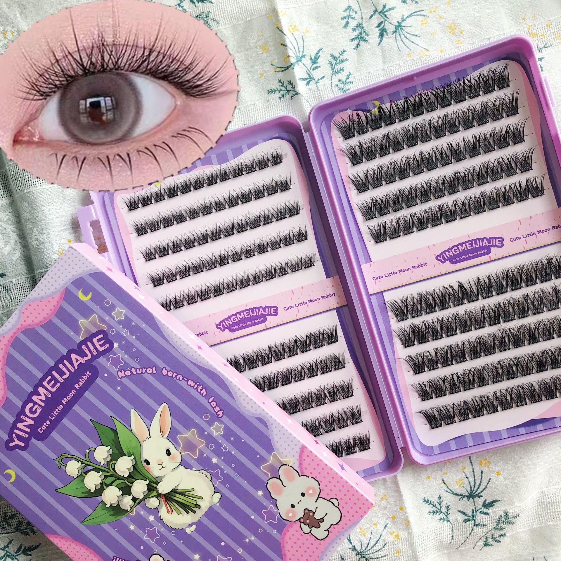 20 filas de paquete de regalo de pestañas falsas transfronterizas, paquete de pestañas delgadas coreanas, paquete de pestañas falsas sin pegamento.