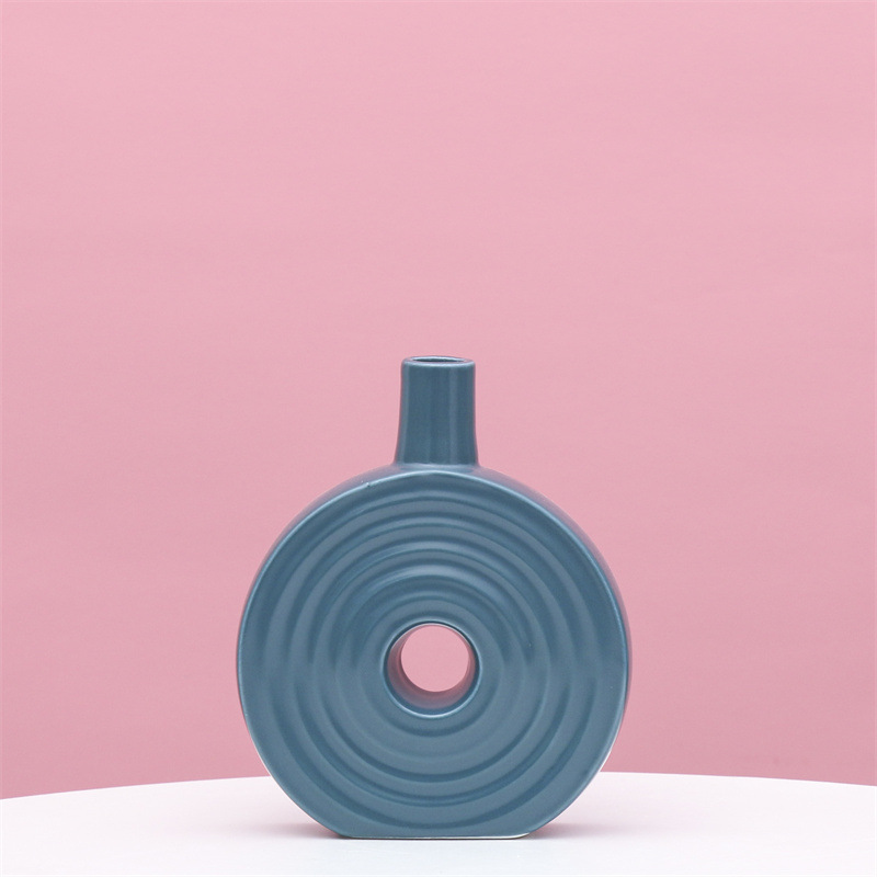 Nordic ins jarrón secado al aire creativo escritorio pequeña flor titular decoración sala de estar mesa de café Luz de lujo de cerámica decoración del hogar