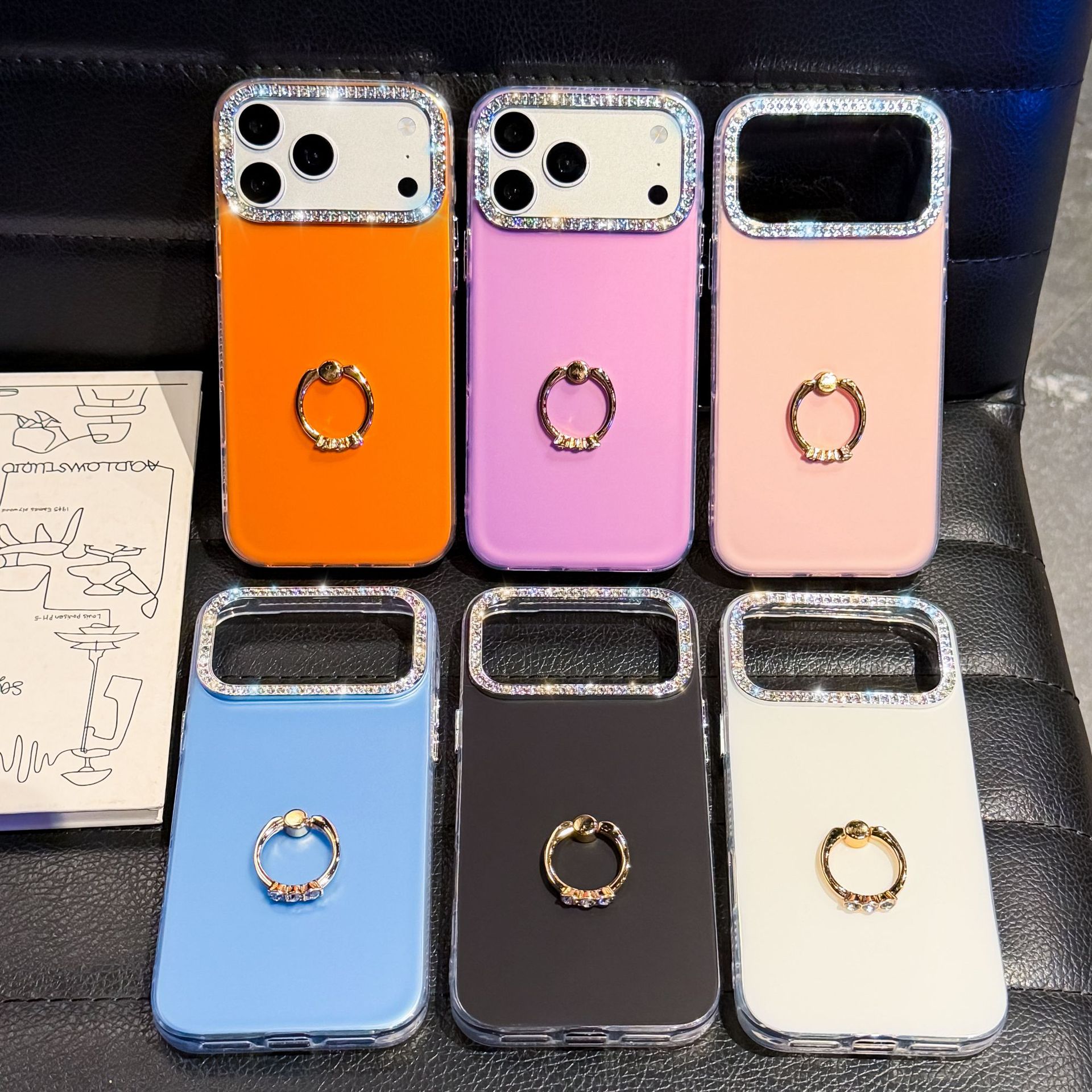 多巴胺指环支架手机壳适用苹果18潮流iPhone17Promax星钻软壳跨境