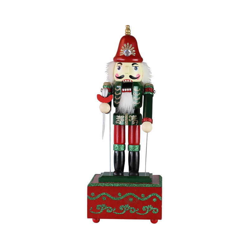 Navidad regalos navideños cascanueces caja de música giratoria artesanía decoración casera madera caja de ocho tonos