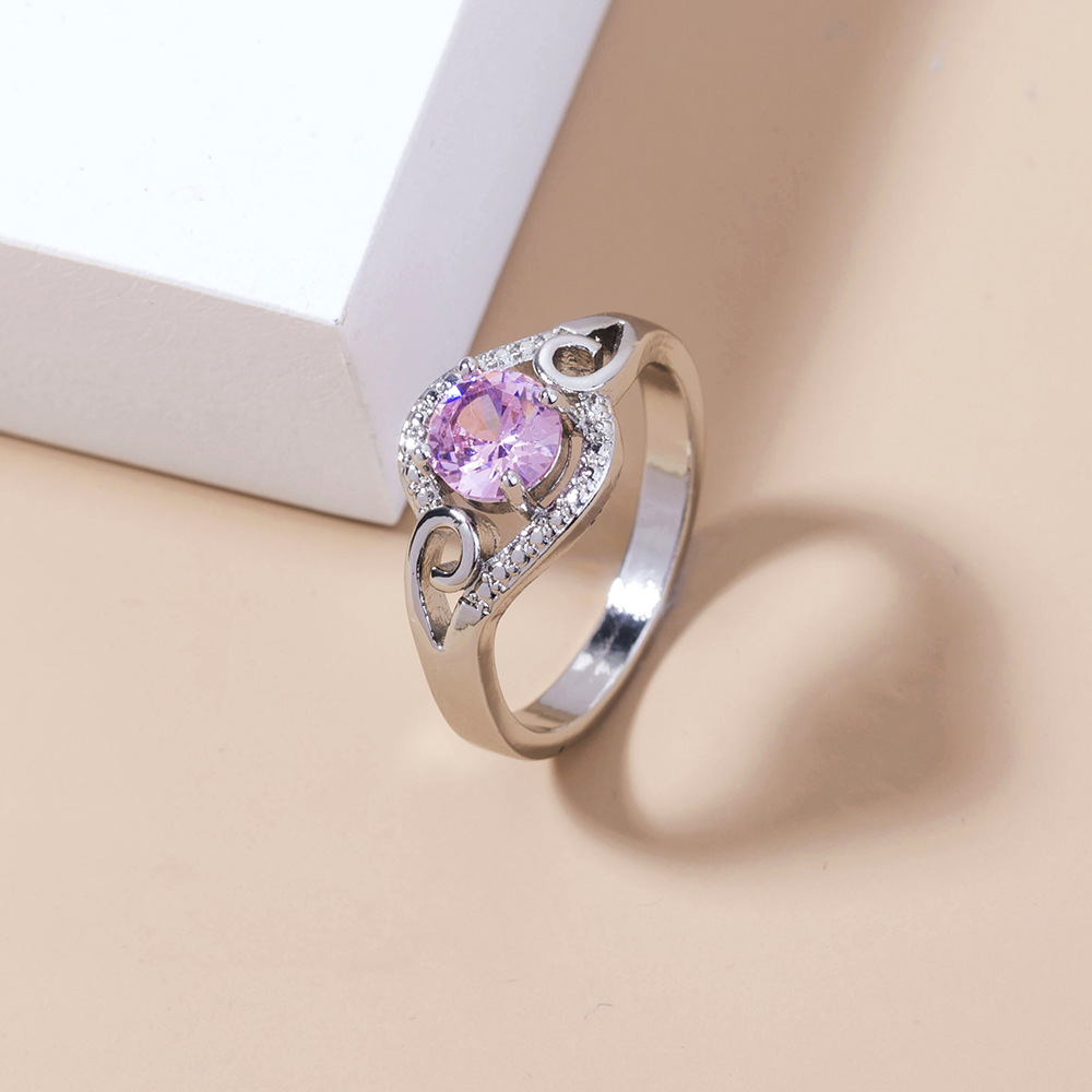 creative pink zircon microinlaid copper ring wholesale Nihaojewelrypicture3