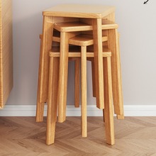 餐椅家用实木餐桌椅客厅吃饭椅子出租房用可叠放休闲凳子简约座椅