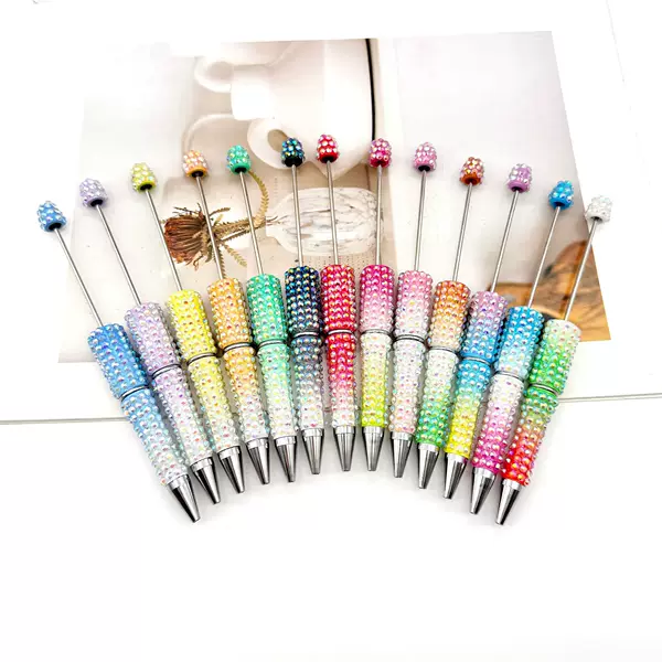 DIY Crushed Diamond Full Diamond Beaded Pen Macaron Gradient Beaded Cute Pen Creative Crushed Diamond Full Diamond Heavy-Duty Ballpoint Pen