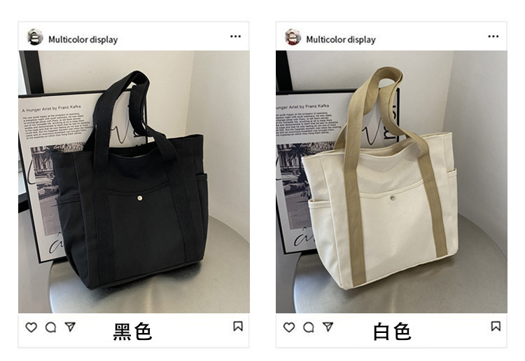 New canvas bag for women, ins forest style single-shoulder bag, large capacity for books, student commuting bag for classes, hand-held cloth bag undefined