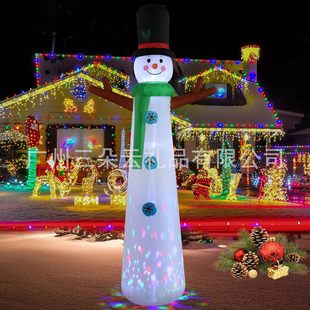 Christmas Inflatable Inflatable Christmas Snowman with Top Hat Decoration Led Lights Luminous Courtyard Cartoon Inflatable Toy