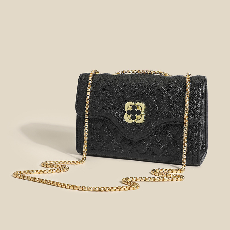 Borsa in caviale con diamanti a quadrifoglio per donna Borsa a tracolla singola con tracolla a spalla singola con temperamento di nuova moda estiva 2024_voghion.com