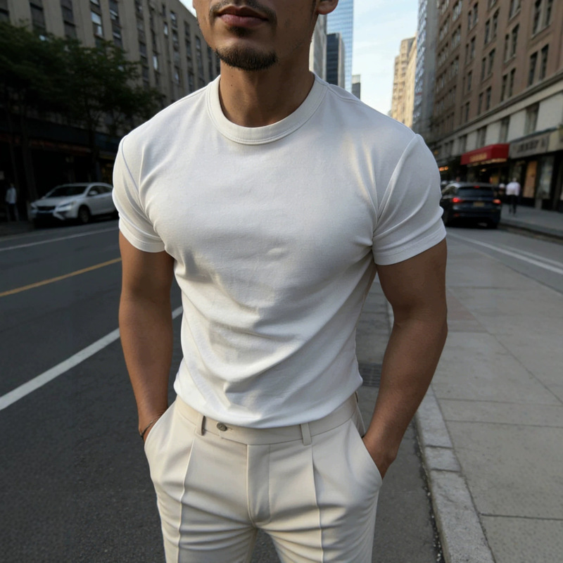 Arm2026 American Casual Style G02 Version Waist-Cinching T-Shirt 230g Outdoor Round Neck Short-Sleeve Solid Color Elastic