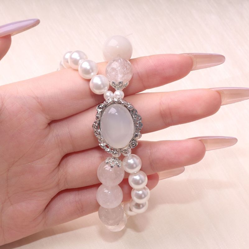 新しい中国風の天然真珠とホワイトクリスタルマジックボックスクリスタルブレスレットダブルポイント diy ジュエリーギフト工場直接供給|undefined