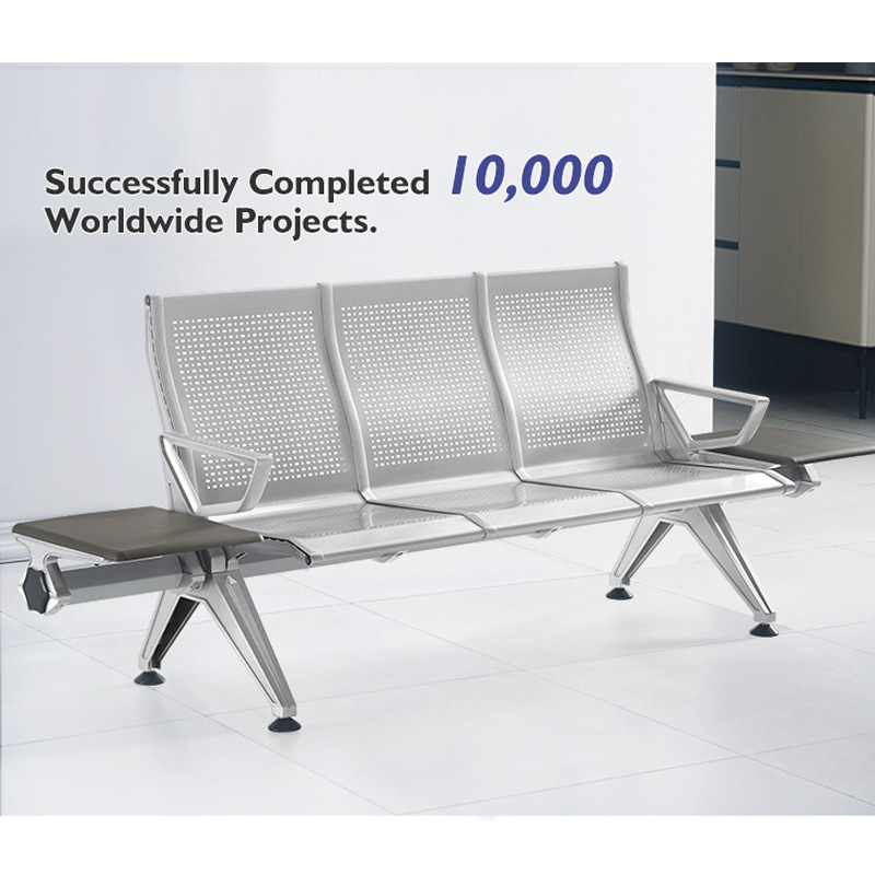 Sillas de espera de acero inoxidable en filas largas para aeropuertos, estaciones de autobús, estaciones de tren de alta velocidad, áreas de equipaje, con estructura metálica de aleación de aluminio para varias personas. image 4