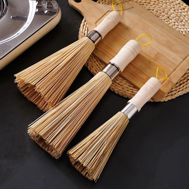 Bamboo Pot Brush for Kitchen Cleaning, Environmentally Friendly Natural Bamboo Fiber Pot Brush, Powerful Cleaning and Stain Removal Tool That Won'T Hurt Your Hands