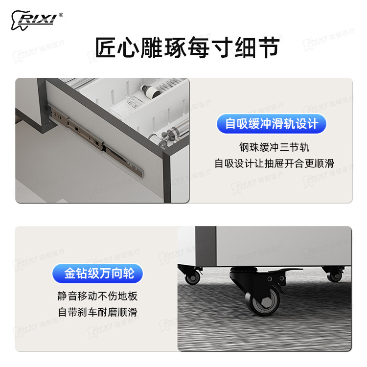 Gabinete de laterales móviles de doble capa para odontología, gabinete especial para odontología, gabinete de laterales para clínica, gabinete de laterales médicos