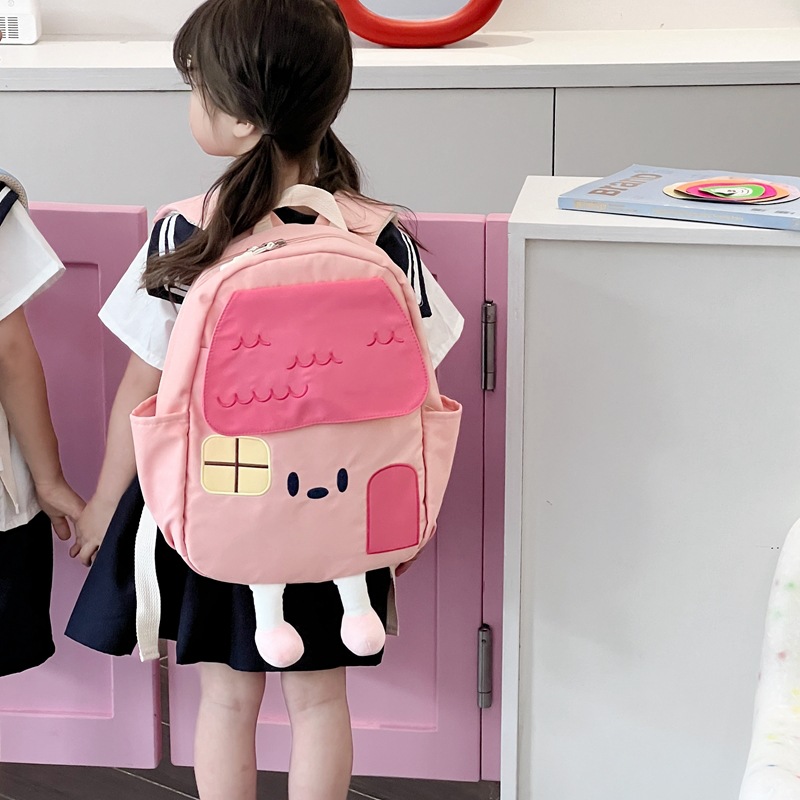 Mochila de dibujos animados para niños y niñas encantadora casa pequeña mochila escolar para estudiantes de jardín de infantes 2024 nuevo comercio exterior mochila infantil