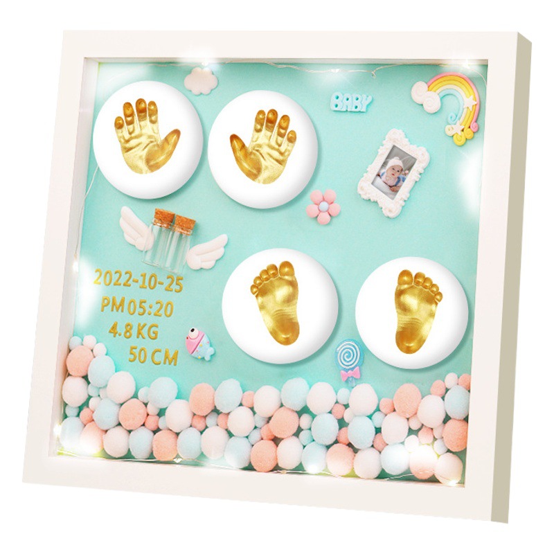 Baby Hand and Foot Inkpad Newborn Baby Fetal Hair Souvenir Photo Frame Handprint Footprint Permanent Full Moon Hundred Days Gift
