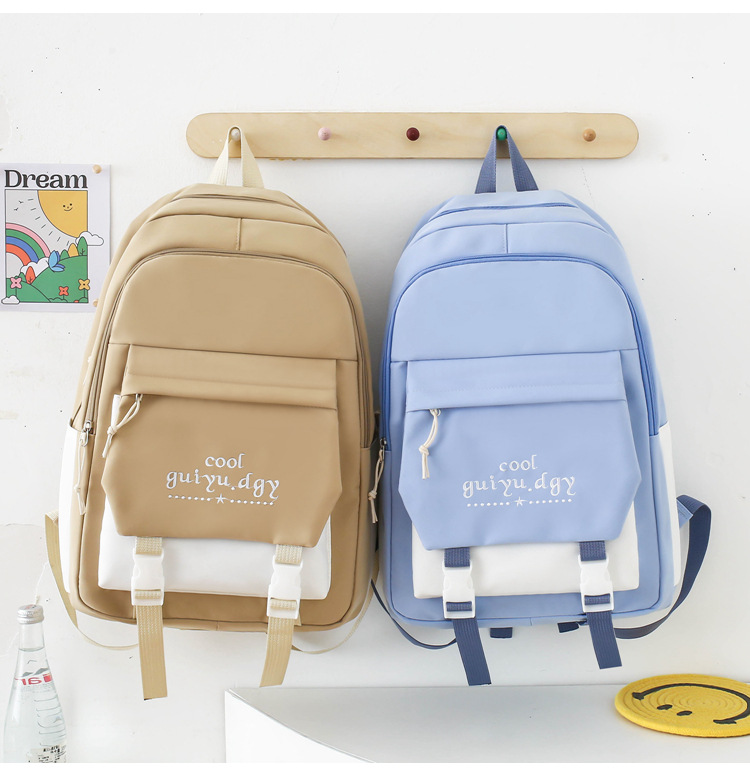 Zaini per bambini Zaino per studenti in quattro pezzi Zaino da viaggio per il tempo libero di grande capacità alla moda di nuovo stile Zaino semplice in tinta unita_voghion.com