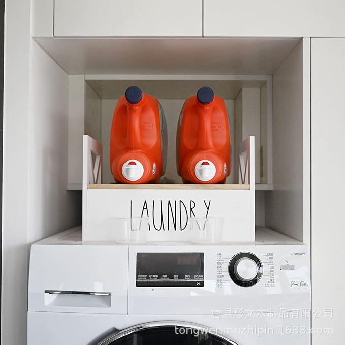 Amazon's Hottest Wooden Laundry Detergent Storage Rack Farmhouse Detergent Dispenser Liquid Soap Storage Rack