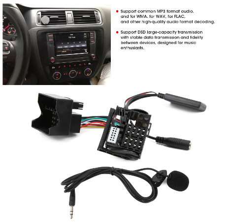 Aplicable a Volkswagen RCD 510 300 310 RCD210 Golf AUX Bluetooth Música + MIC cable sin pérdidas