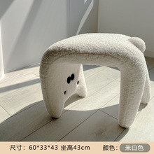 网红猫咪换鞋凳羊羔绒梳妆椅子化妆凳入户玄关凳子家用门口穿鞋凳