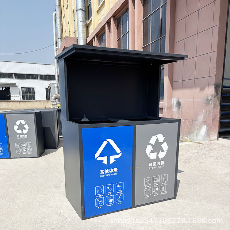 Outdoor Four-Category Trash Cans, Stainless Steel Multi-Category Sanitation Waste Bins, Outdoor Community Park and Scenic Area Trash Bins