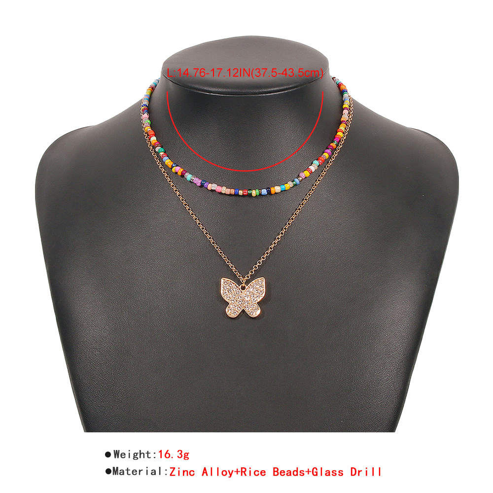 Rétro Alliage Couleur Miyuki Perle Multicouche Papillon Pendentif Collier En Gros Nihaojewelry display picture 4