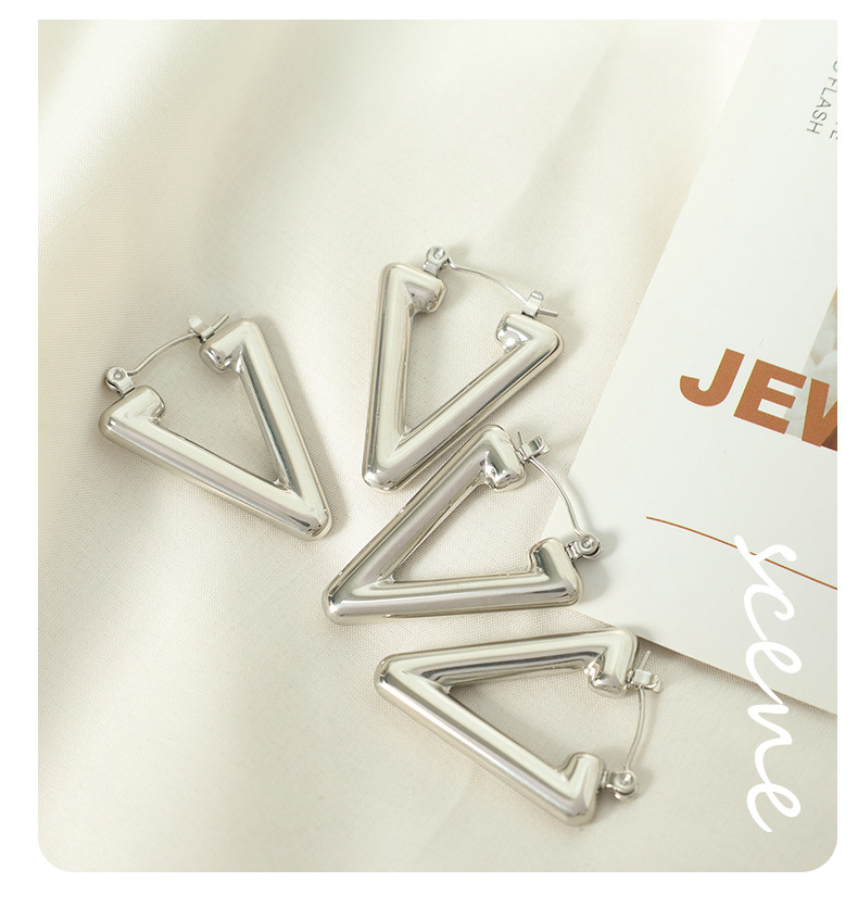 Daily Occasion 1 Pair Simple Style Triangle Plating Titanium Steel Earrings