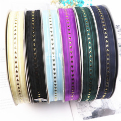 2.5厘米燙金桃心紗帶禮盒玩具包裝絲帶布藝蝴蝶結手工髮飾diy配件