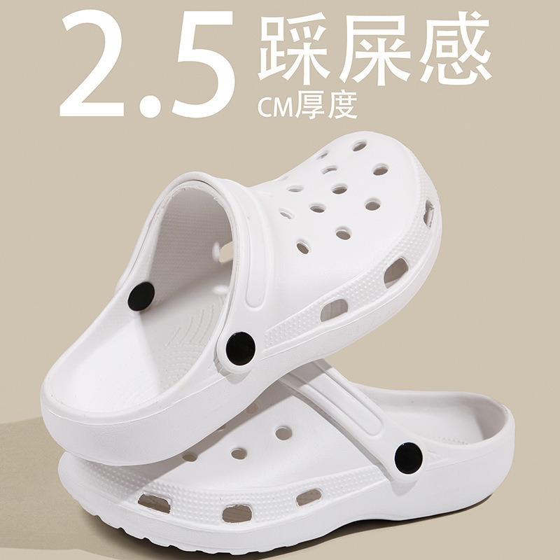 Croc Shoes Students Wear Thick-Soled Breathable Sandals Cartoon Versatile Cute Non-Slip Simple Girls Flat Sandals