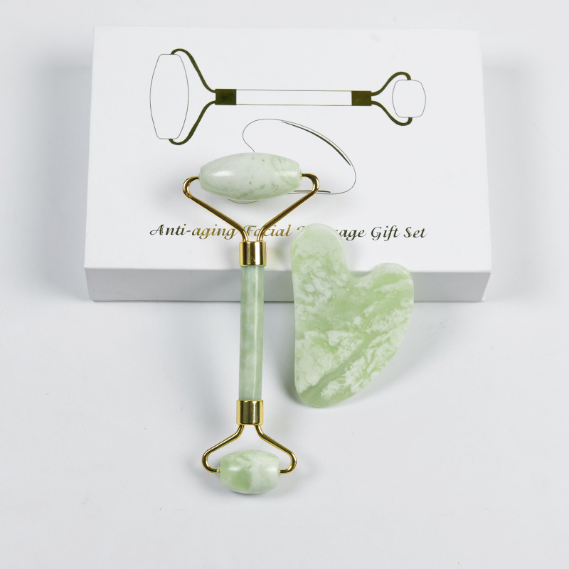 Cross-border jade massage beauty stick, gua sha board, jade roller massager for eye and facial area, beauty gua sha board