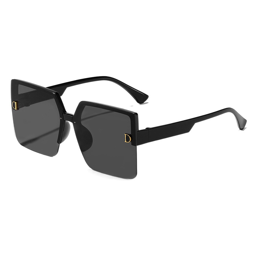 Nuevo marco cuadrado grande a prueba de rayos uv para hombres y mujeres letra D medio marco de moda gafas de sol a juego