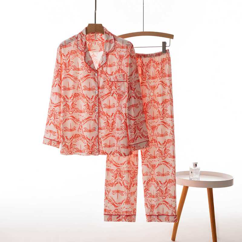 Yulong Silky Spring/Autumn Lightweight Luxurious Soft Skin-Friendly Comfortable Long-Sleeve Two-Piece Set, Suitable for Outdoor Wear as Loungewear