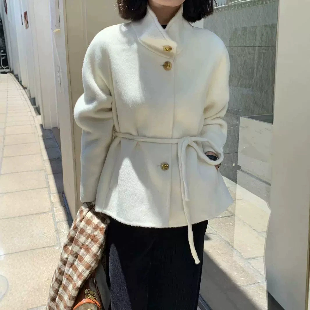 Двусторонняя шерстяная куртка с поясом