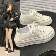 2025新款秋季厚底帆布小白鞋子女学生小众百搭板鞋女生百搭鞋休闲