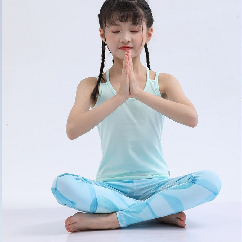 European and American beautiful and comfortable children's yoga clothes suit parent-child mother and girl beauty vest sportswear fitness printed pants