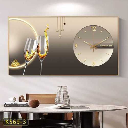 Modern light luxury restaurant decoration painting living room background wall hanging painting wine glass restaurant art clock painting