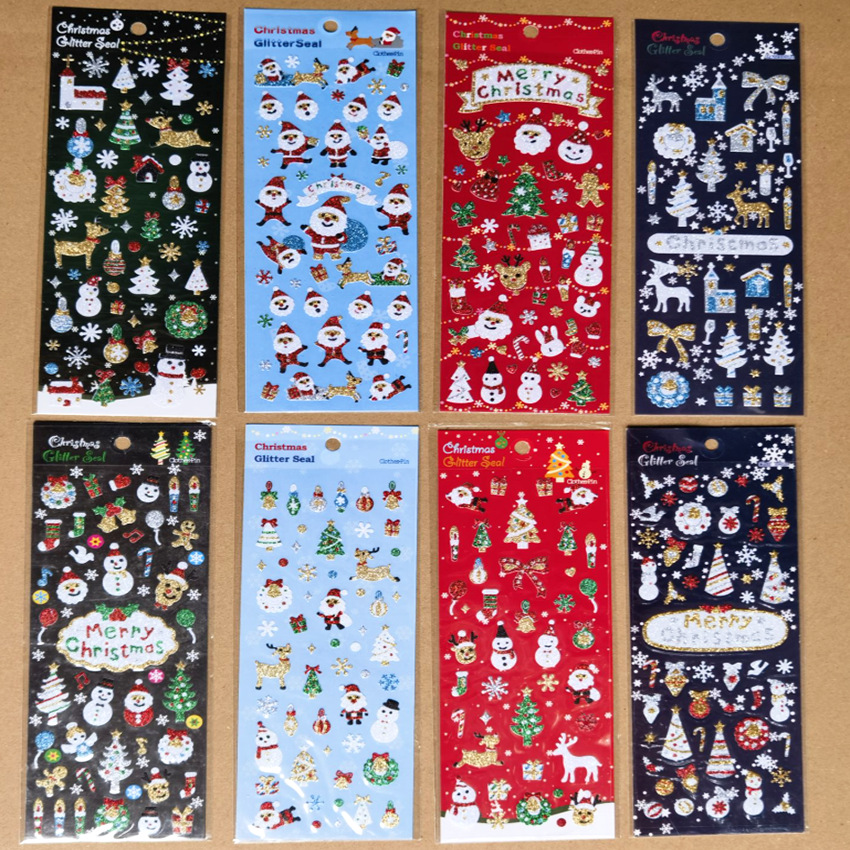 Navidad cebolla polvo pegatinas DIY Diario pegatinas decorativas en stock Los niños transfronterizos recompensan dibujos animados pegatinas de Navidad