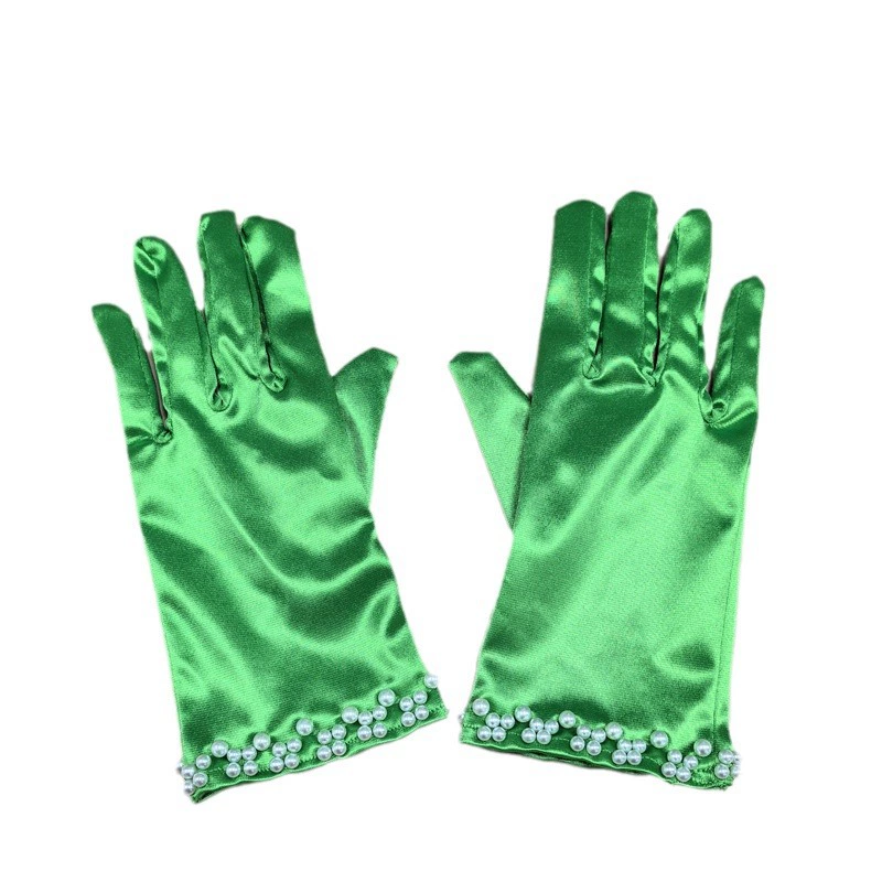 Short gloves for bride from pearl, retro accessory