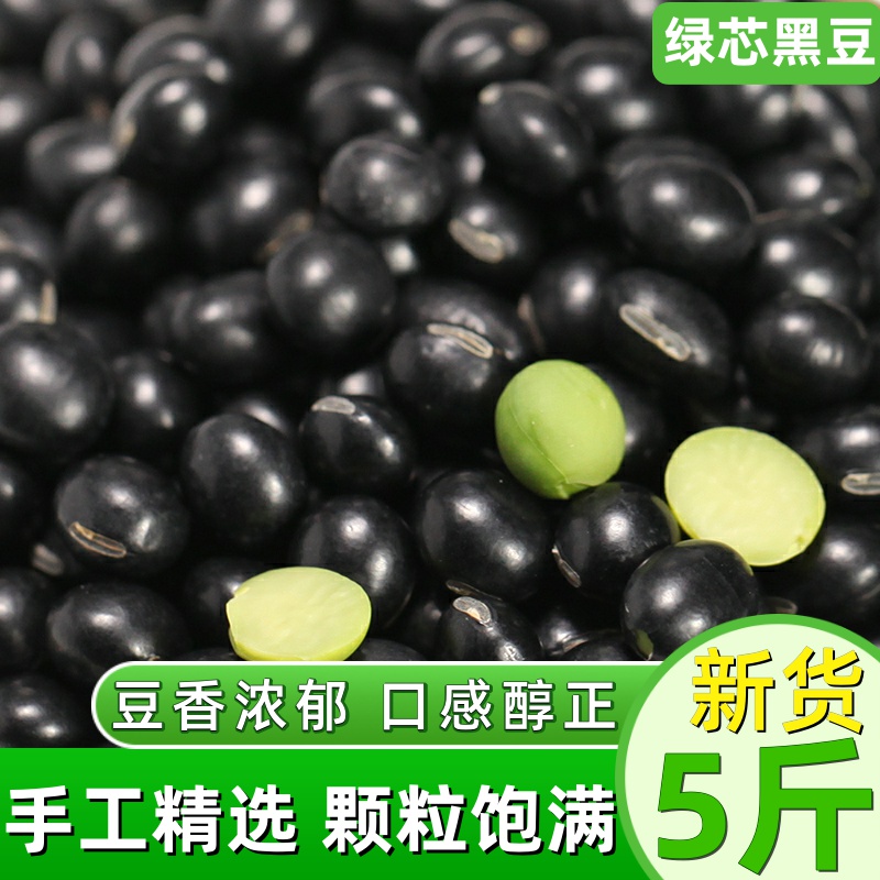 24新货绿芯大黑豆5斤 农家青仁乌皮绿心黑豆子 豆浆发芽大黑乌豆