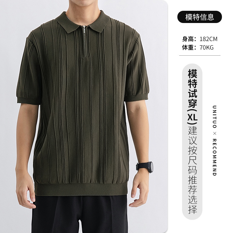 El antiguo estilo de hielo para hombres polo camiseta de manga corta para hombres negocios casual con cuello delgado camiseta de alta calidad para hombres